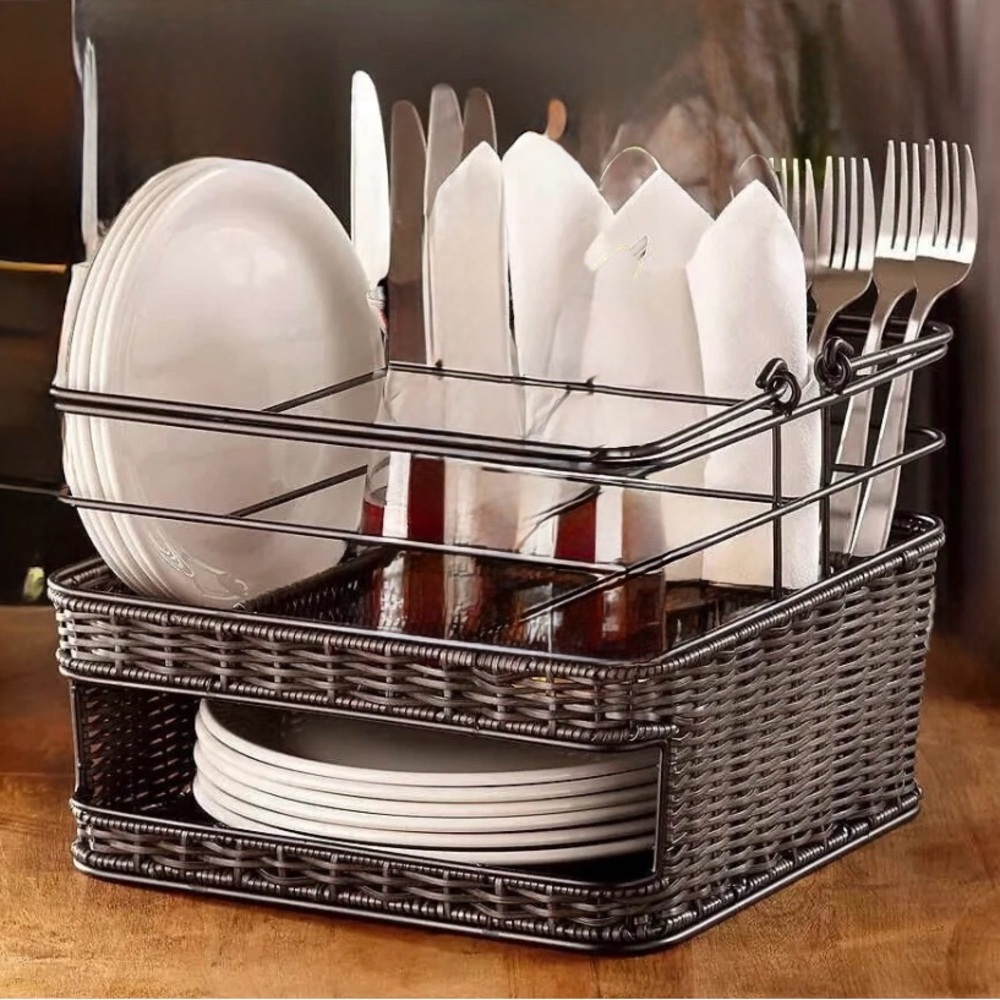 MESA Metal & Woven Serving Caddy Organizer